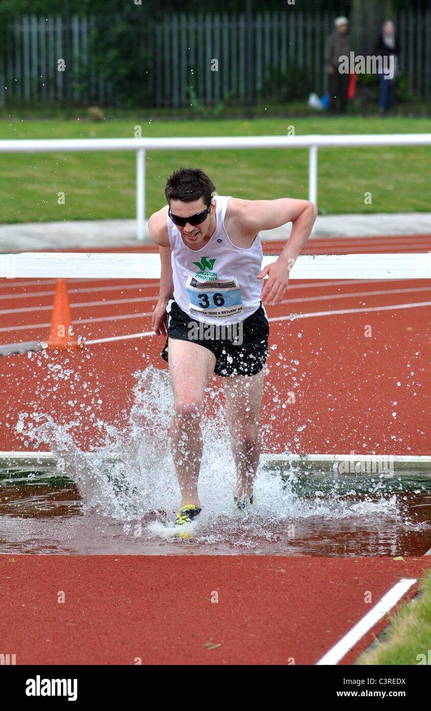 Runner In Men`s Steeplechase Race Stock Photo - Alamy